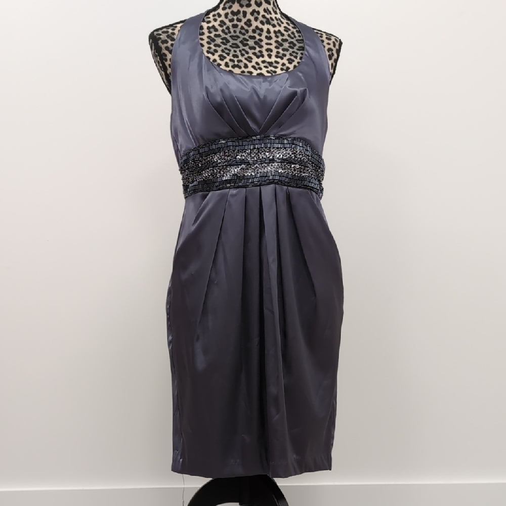 Satin Sequin Halter Midi Dress